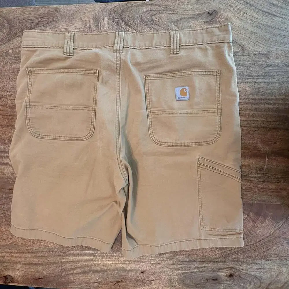 Carhartt Shorts Mens 38 Beige Canvas Rugged Flex Relaxed Fit Work 9 Inseam